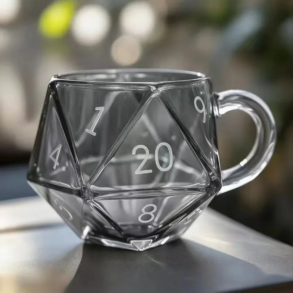 Mug en Verre Fumé Dé à 20 Faces