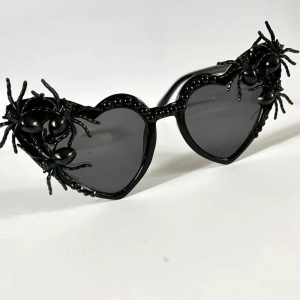 Lunettes de Soleil Gothique Cœur Noir à Araignées