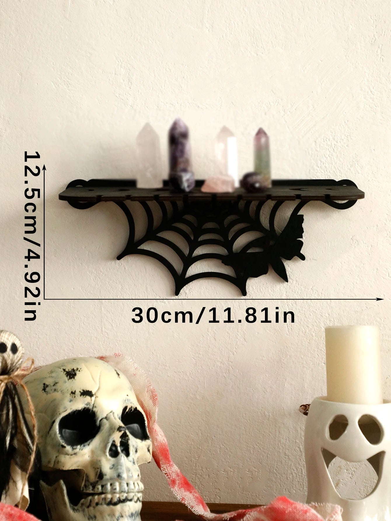 Étagère Murale Gothique en Bois Noir Chauve-Souris – Image 8