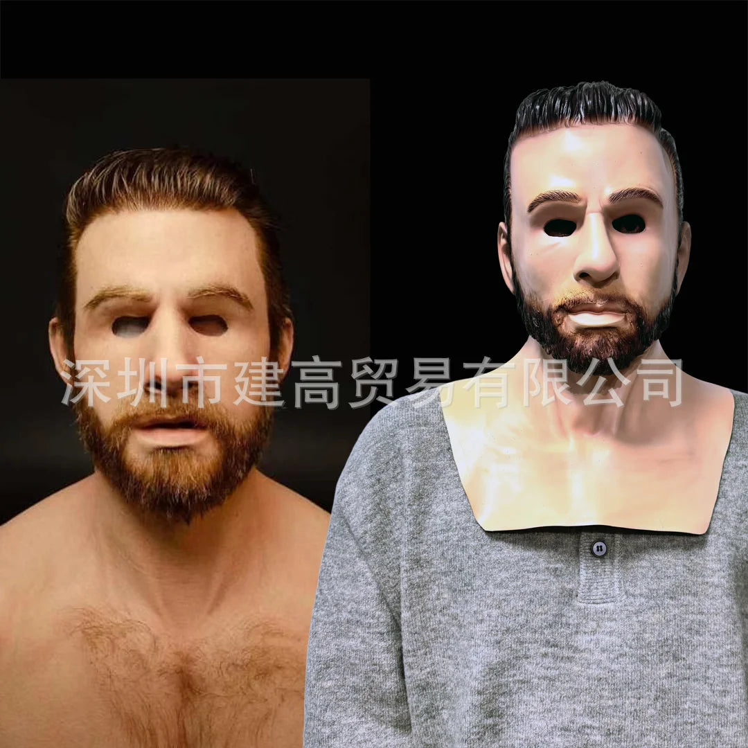 Masque en Silicone Homme Âgé Réaliste Moustache Grise – Image 2