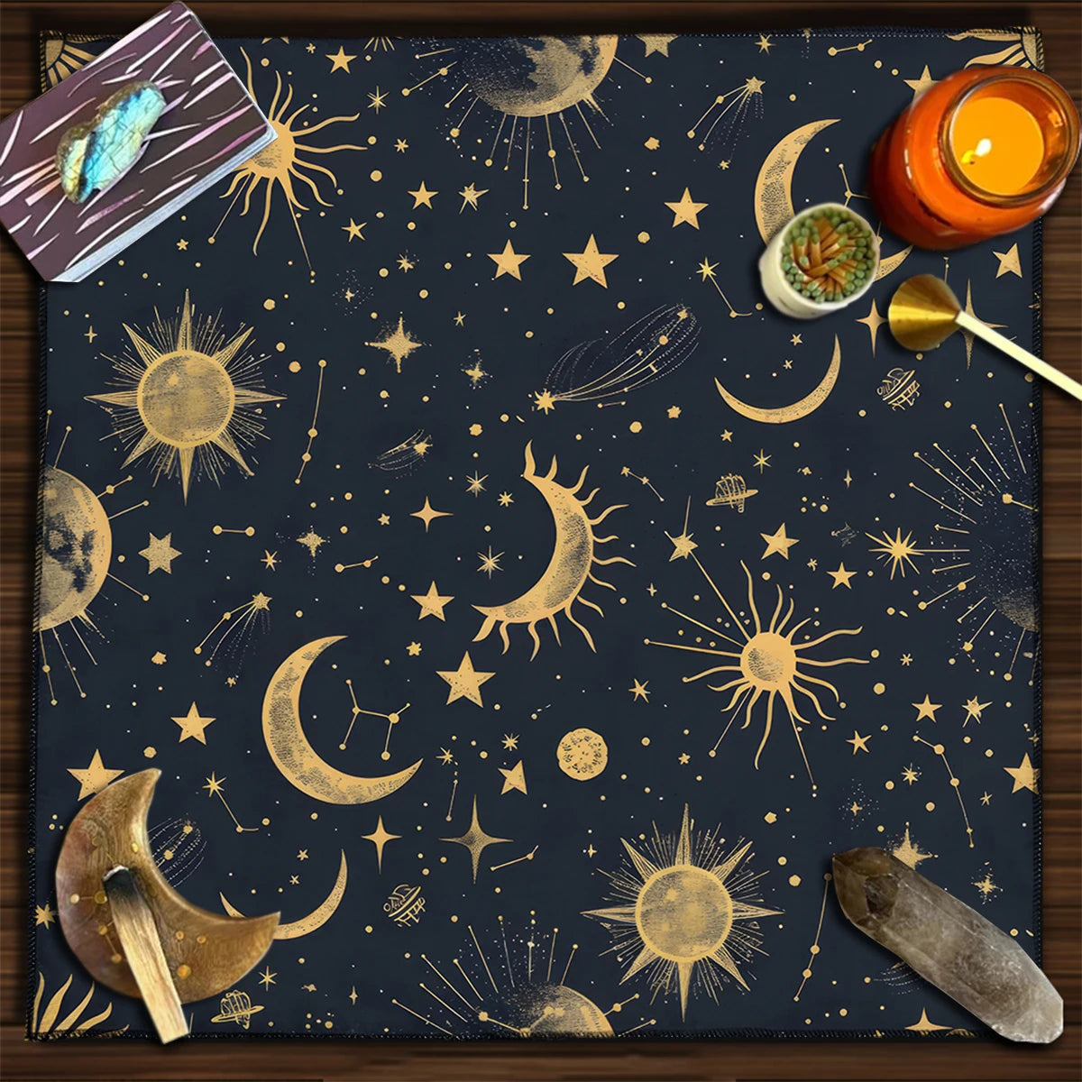 Tapis de Divination Astrologique Noir et Doré – Image 9