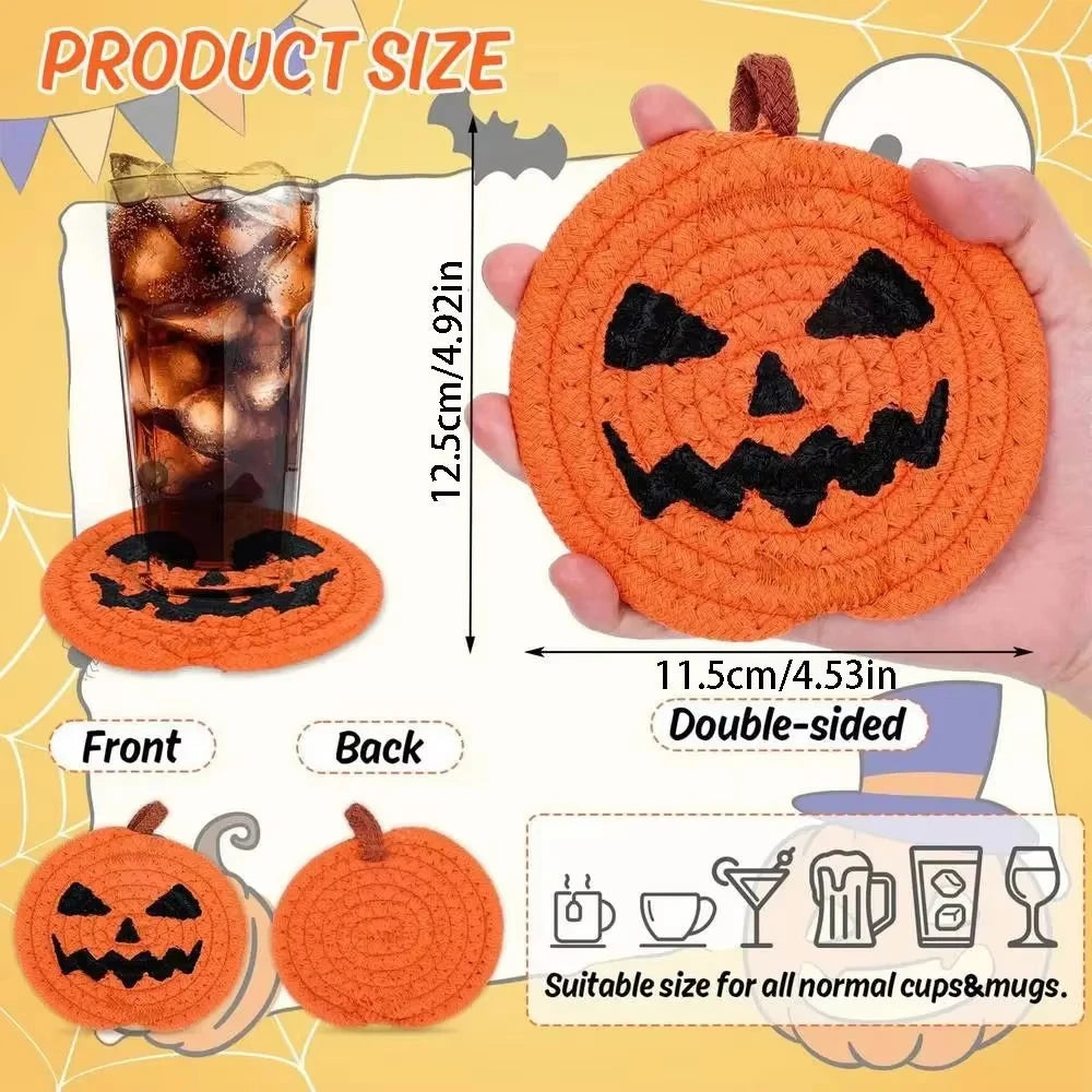 Sous-verres Citrouille Halloween en Tissu Orange – Image 2
