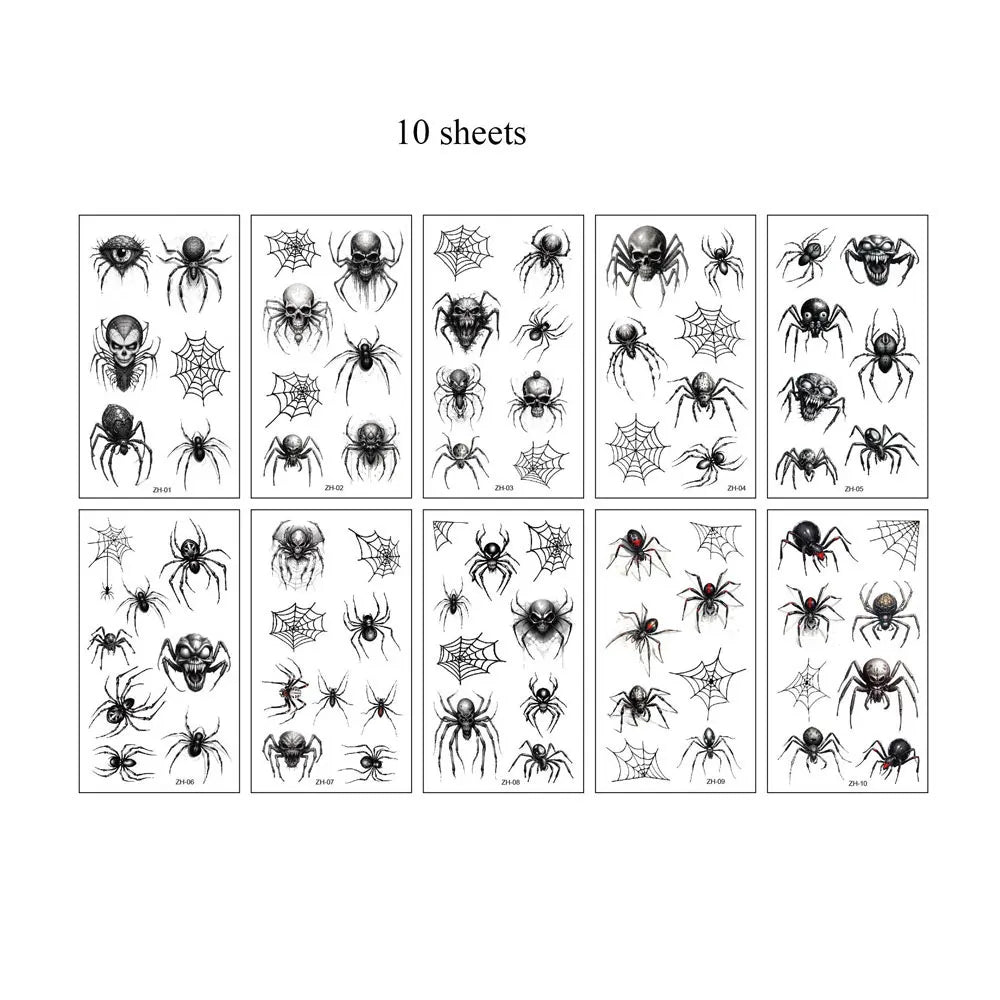 Tatouages Éphémères Araignées Noires et Toiles Effrayantes – Image 11