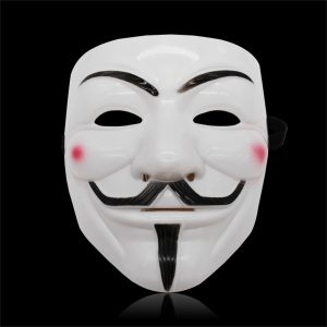Masque Guy Fawkes Blanc à Moustache et Joues Rouges