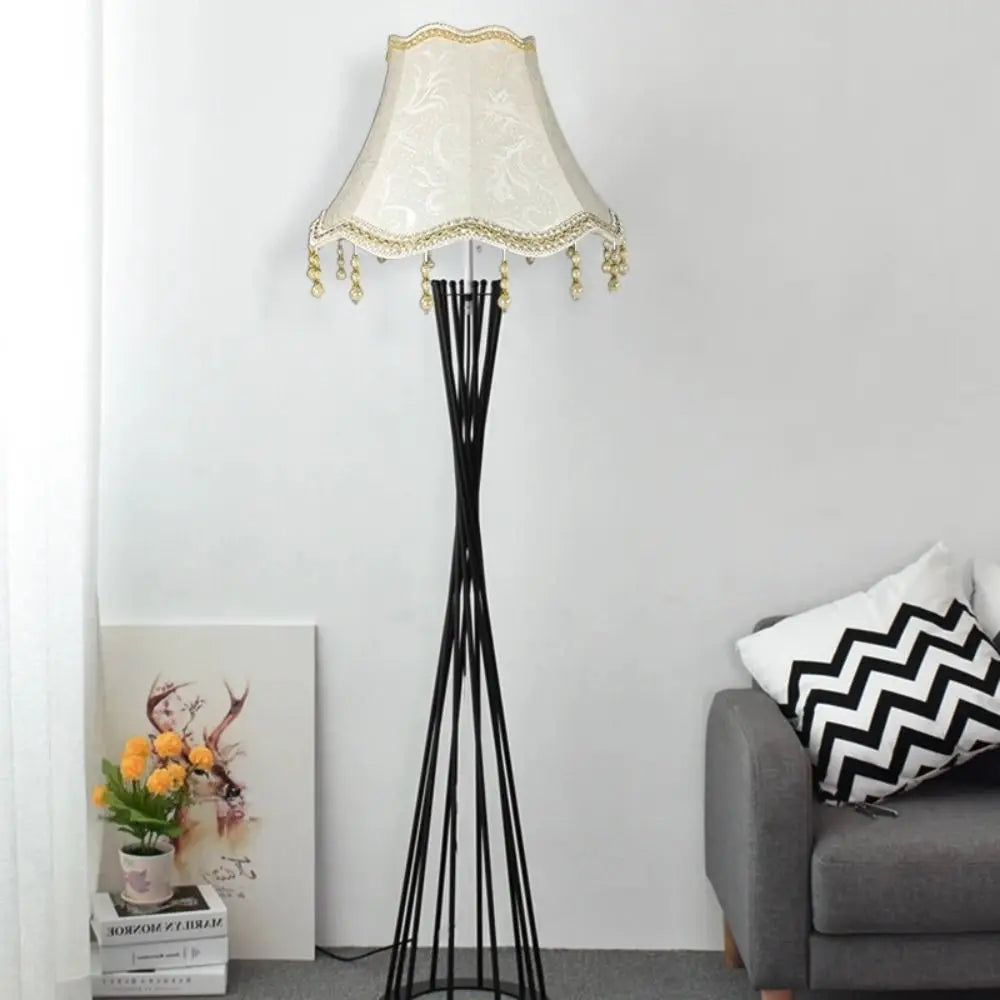 Lampe de Table Vintage en Onyx à Abat-jour Floral Perlés – Image 5