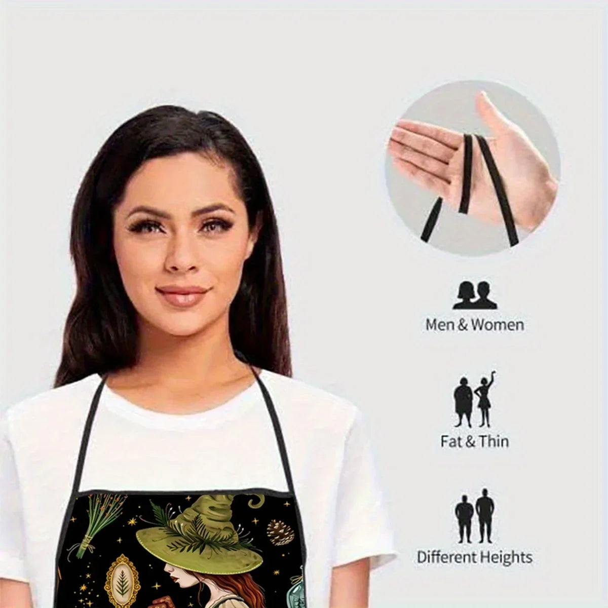 Tablier de Cuisine à Motif Sorcière et Lunes Mystiques – Image 5