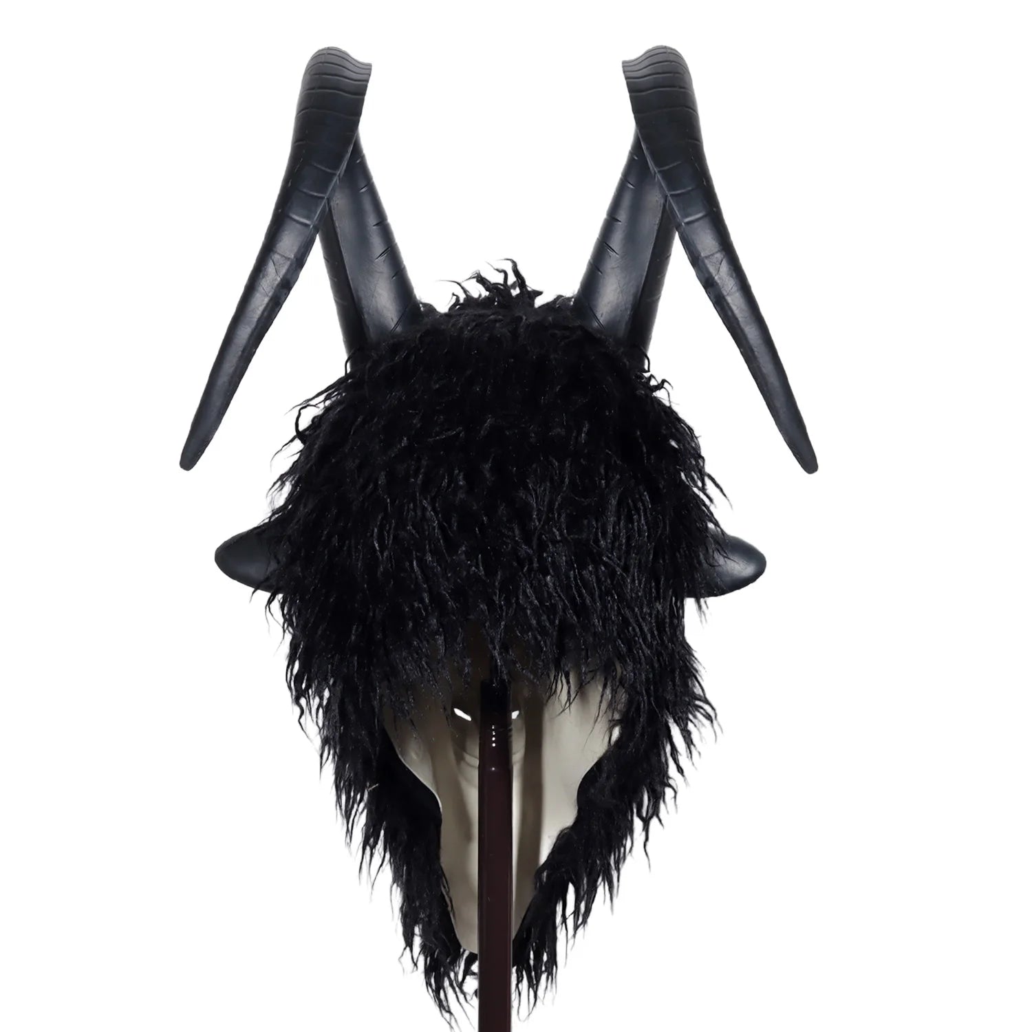 Masque de Bouc Noir en Fausse Fourrure à Cornes – Image 4