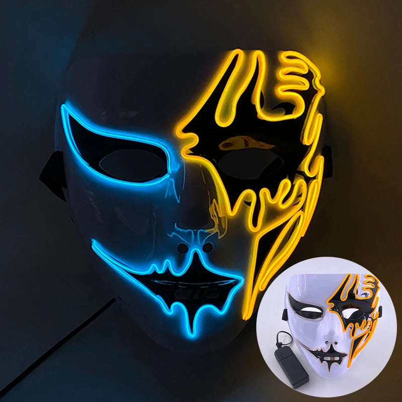 Masque Lumineux Horreur Purge Vert et Jaune Fluo – Image 10
