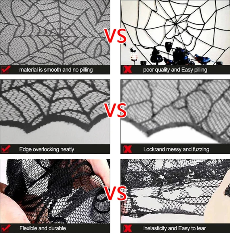 Set de Table d'Halloween en Toile d'Araignée Noire – Image 5