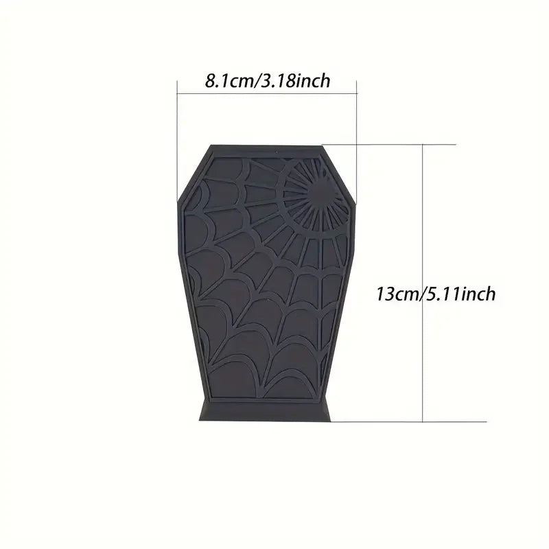 Pot à Pinceaux Cercueil Noir Toile d'Araignée en Relief – Image 6