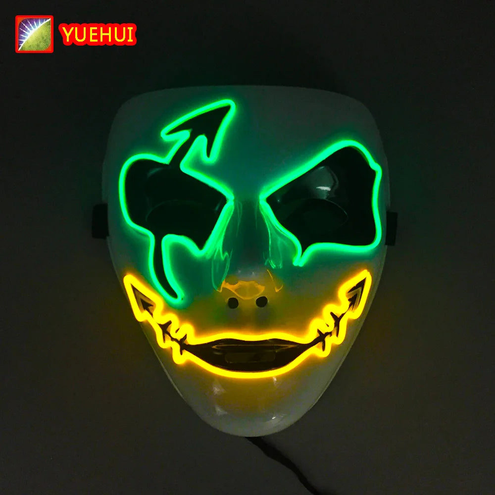 Masque Lumineux Horreur Purge Vert et Jaune Fluo – Image 2