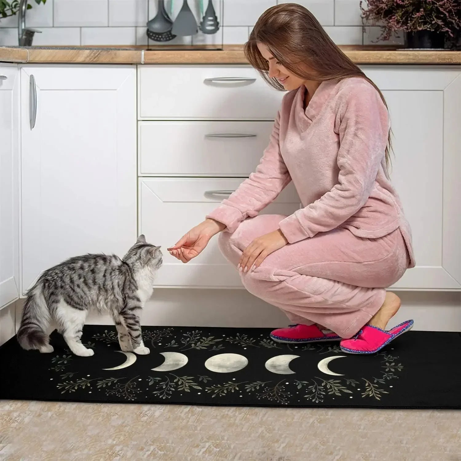 Ensemble de Tapis de Cuisine Noir à Phases de Lune – Image 6