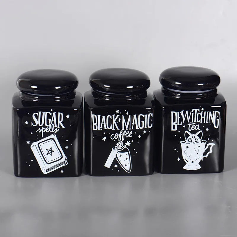 Bocaux de Cuisine Magiques Noir pour Café, Thé, Sucre – Image 3