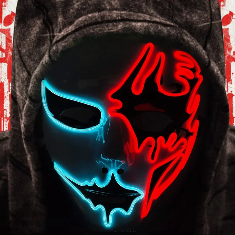 Masque Lumineux Horreur Purge Vert et Jaune Fluo – Image 5