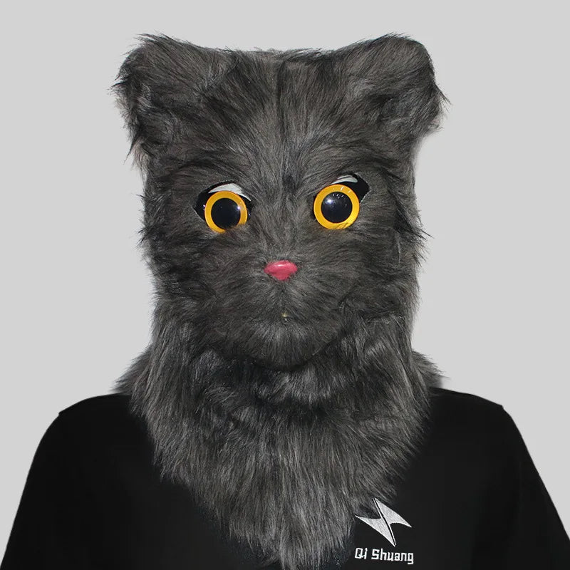 Masque de Chat en Fausse Fourrure Orange et Blanc – Image 12