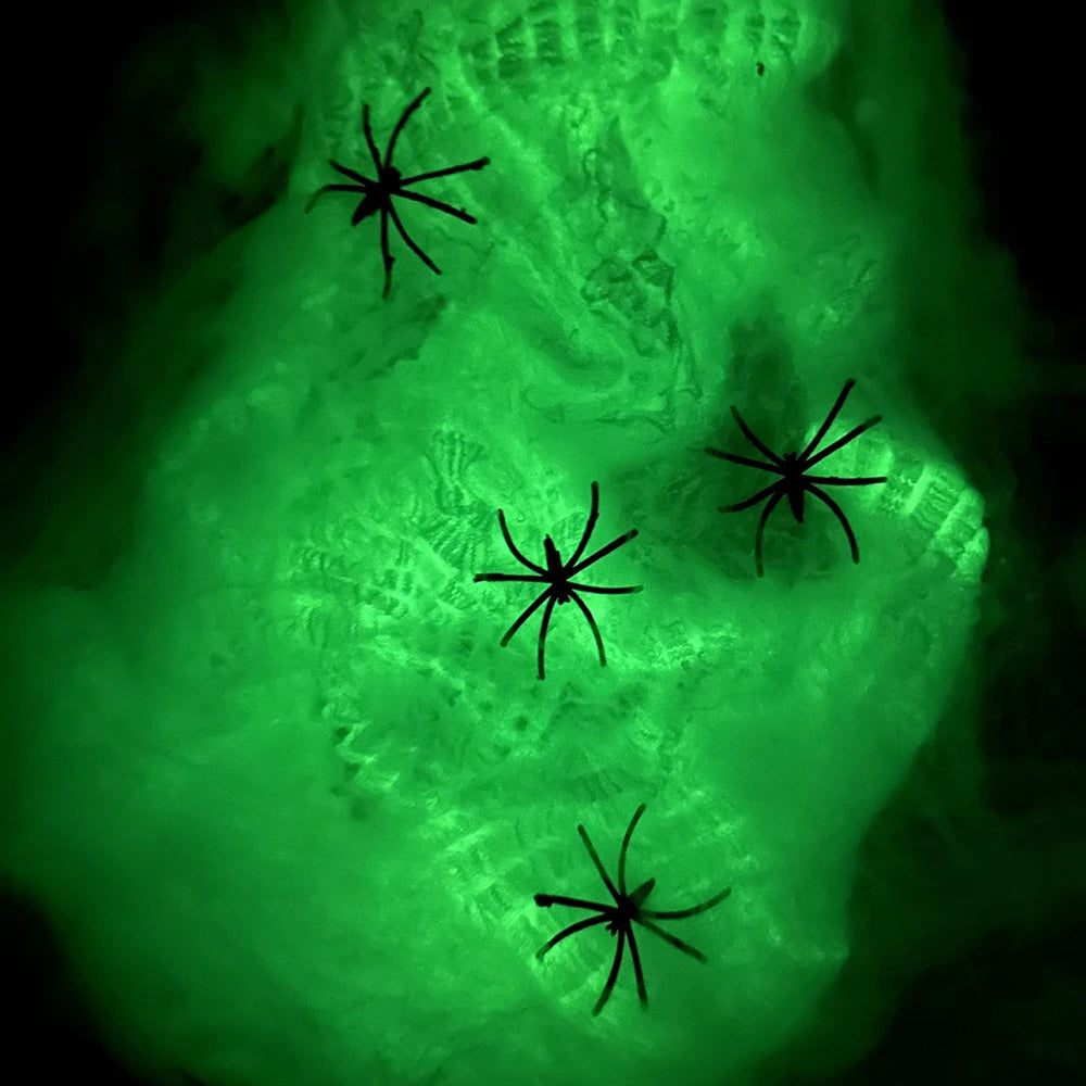 Toile d'Araignée Luminescente Verte avec Araignées – Image 5