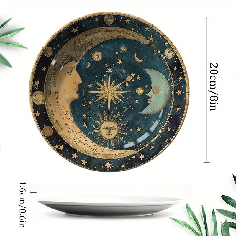Assiette Décorative Murale Céleste Bleu Nuit et Or – Image 3