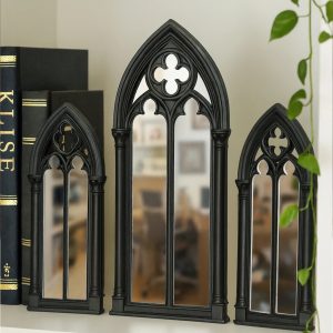 Set de Miroirs Gothiques Noirs à Trèfle