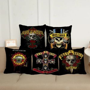 Housse de Coussin Rock Guns N' Roses Crâne et Roses