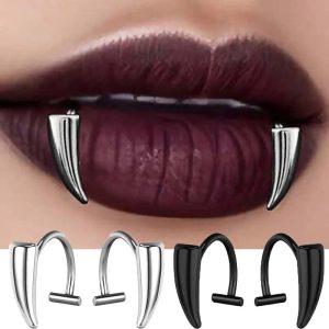 Dents de Vampire en Métal Argenté et Noir