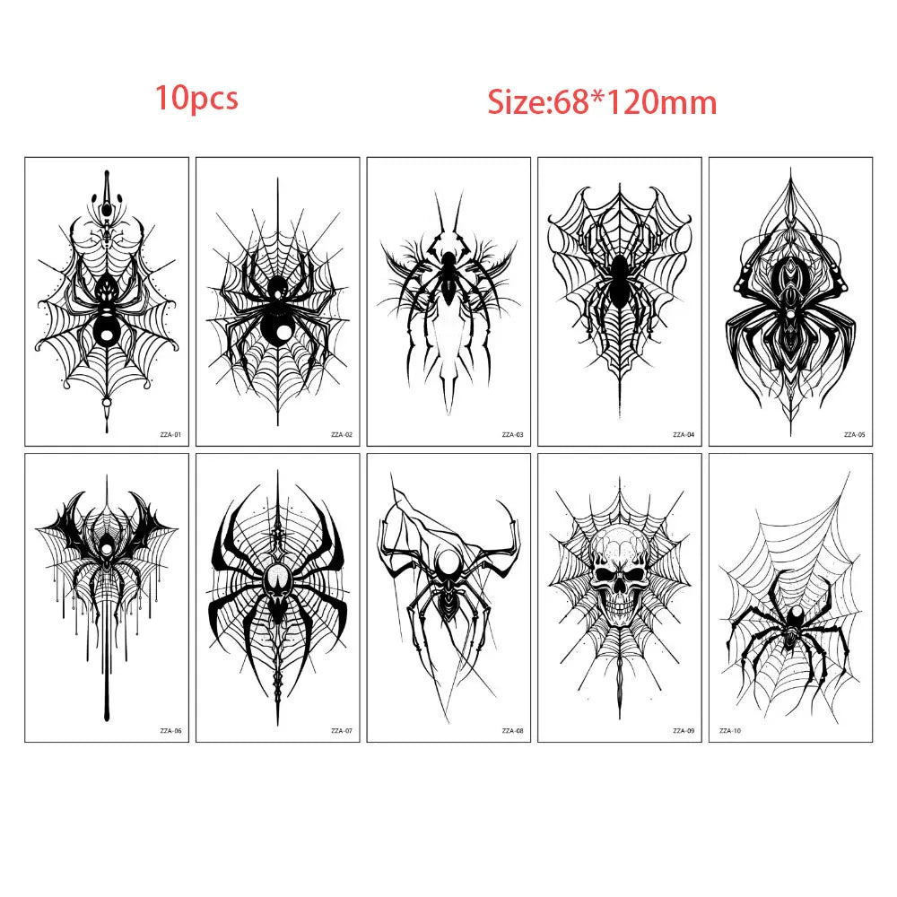 Tatouages Éphémères Araignées Noires et Toiles Effrayantes – Image 14