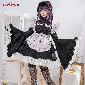 Robe de Soubrette Gothique Noire à Manches Cloche