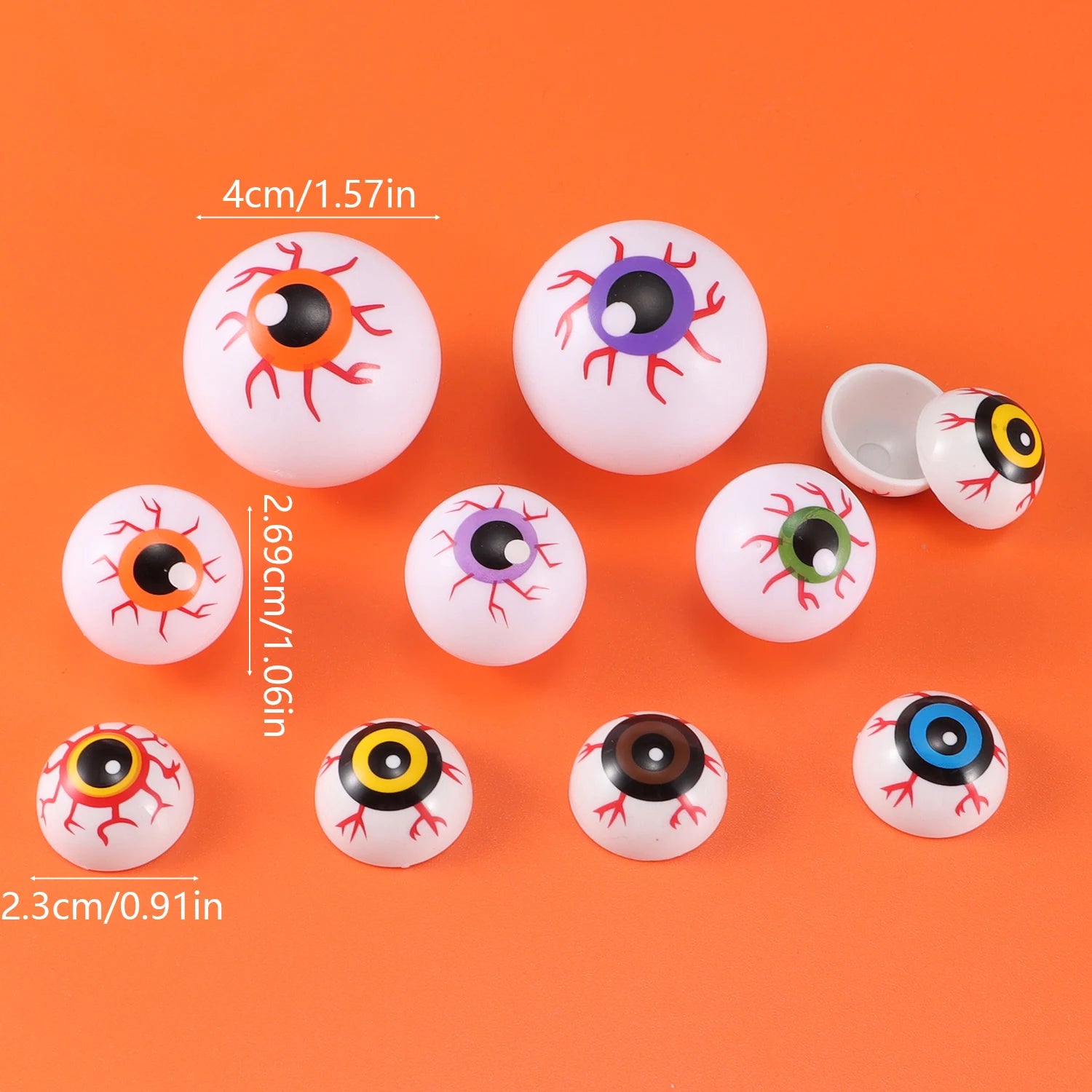 Yeux d'Halloween Multicolores à Veines Rouges – Image 3