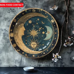 Assiette Décorative Murale Céleste Bleu Nuit et Or