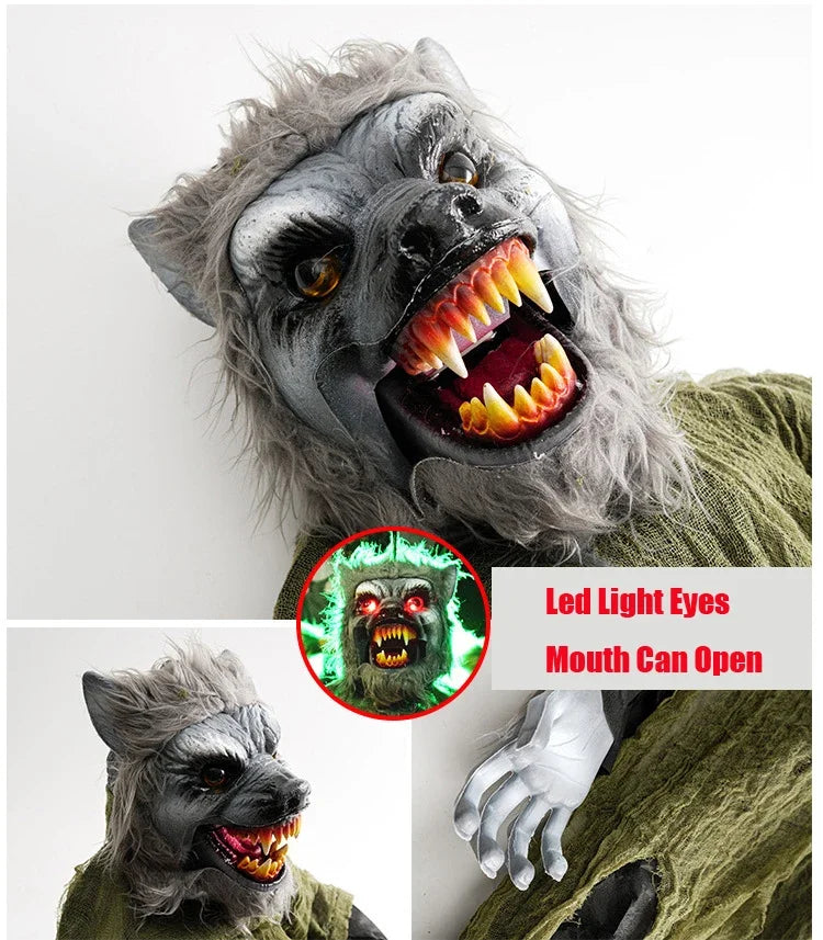 Loup-Garou Suspendu d'Halloween à Yeux Rouges Lumineux – Image 5