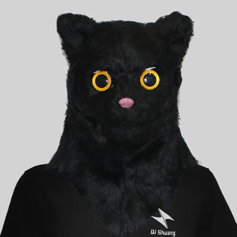 Masque de Chat en Fausse Fourrure Orange et Blanc – Image 11