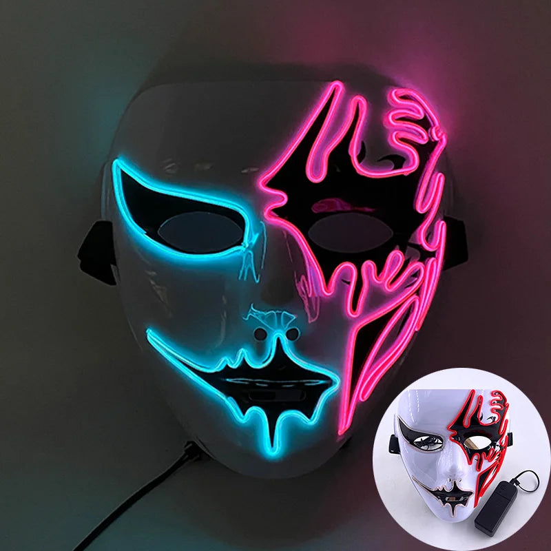 Masque Lumineux Horreur Purge Vert et Jaune Fluo – Image 9