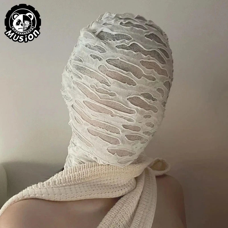 Masque Intégral Noir en Tissu Effet Déchiré – Image 4
