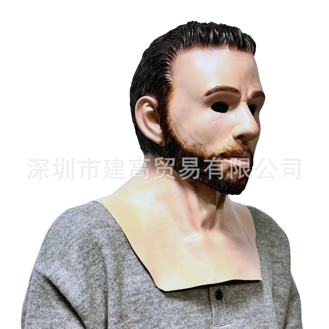 Masque en Silicone Homme Âgé Réaliste Moustache Grise – Image 9