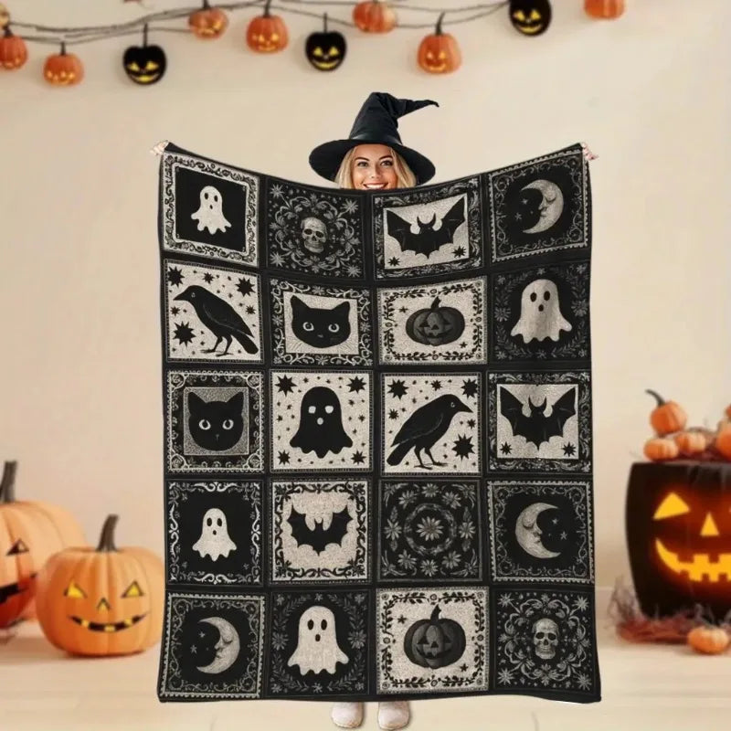 Plaid Halloween à Carreaux Vintage Noir et Crème – Image 2