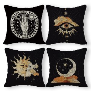 Lot de Housses de Coussin Mystiques Noir et Doré