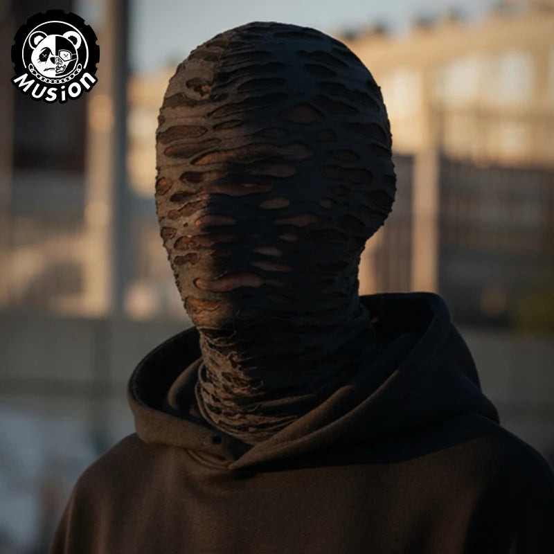 Masque Intégral Noir en Tissu Effet Déchiré – Image 3