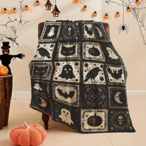 Plaid Halloween à Carreaux Vintage Noir et Crème