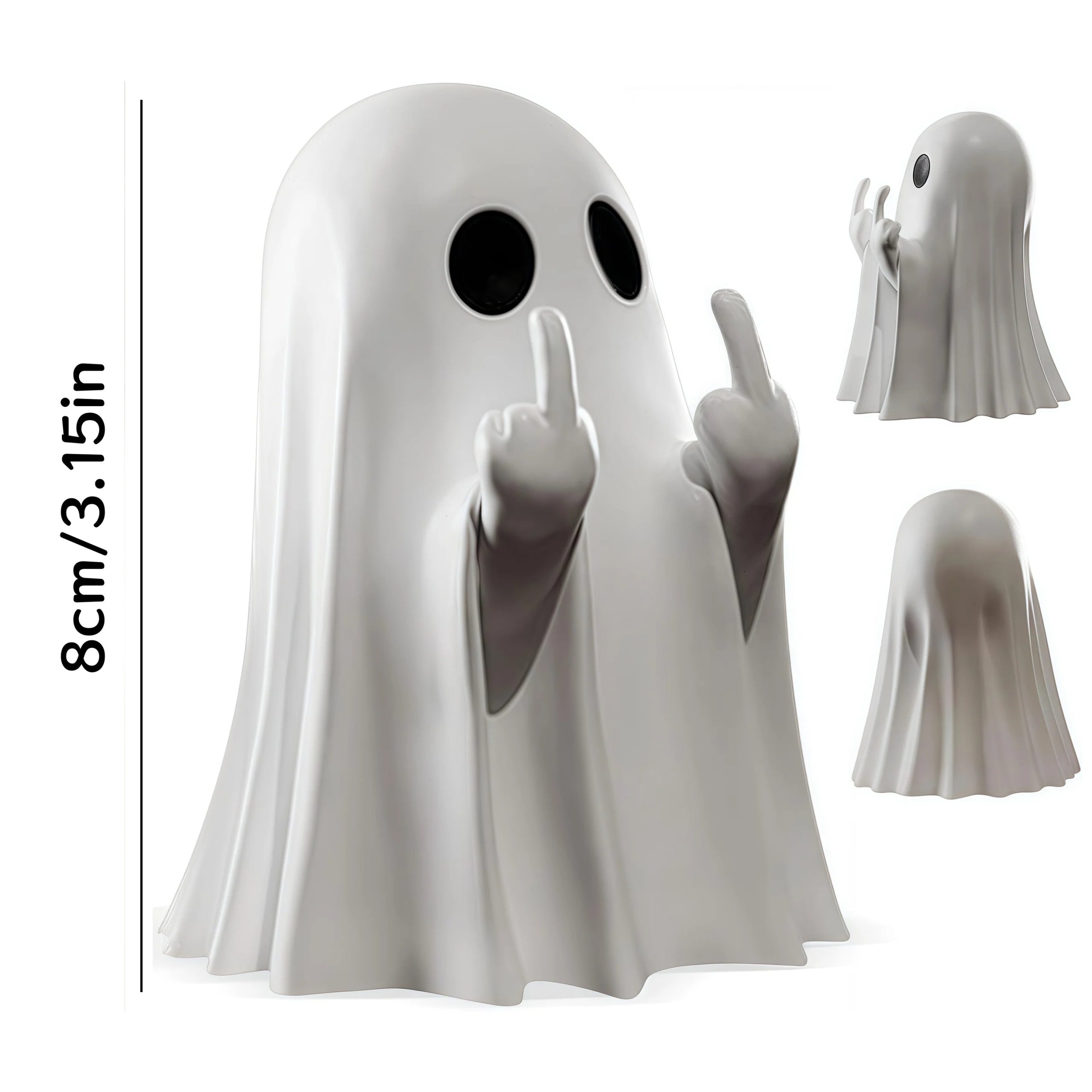Figurine Fantôme Blanc en Résine Geste Impertinent – Image 2