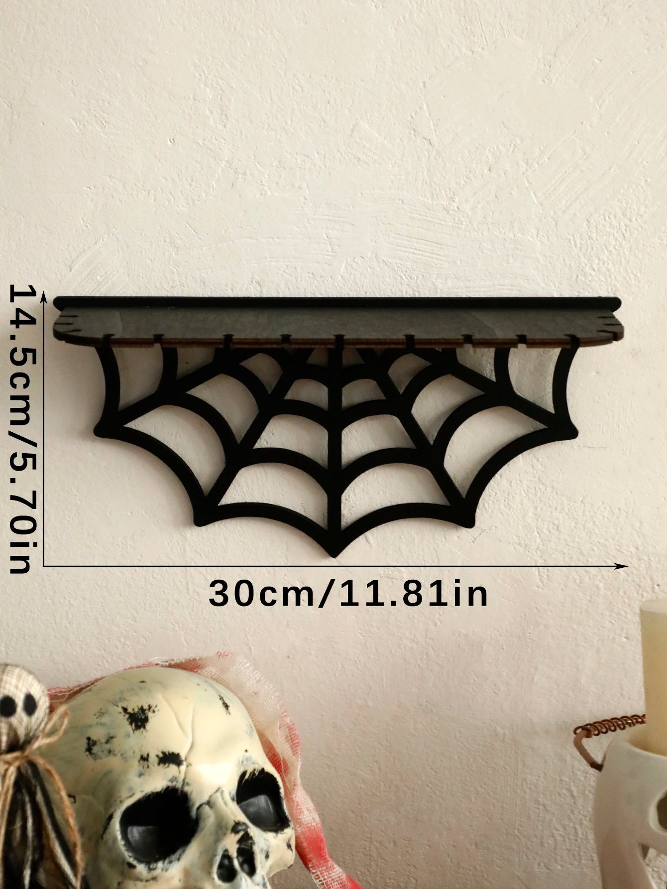 Étagère Murale Gothique en Bois Noir Chauve-Souris – Image 13